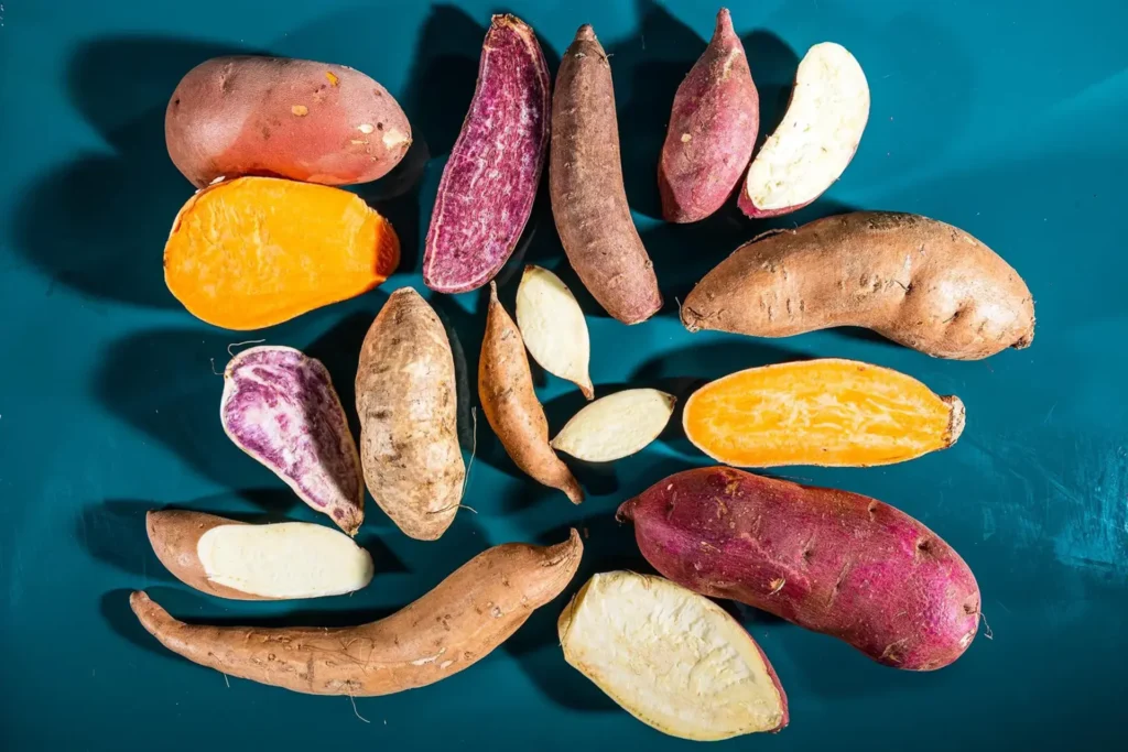 Different varieties sweet potatoes